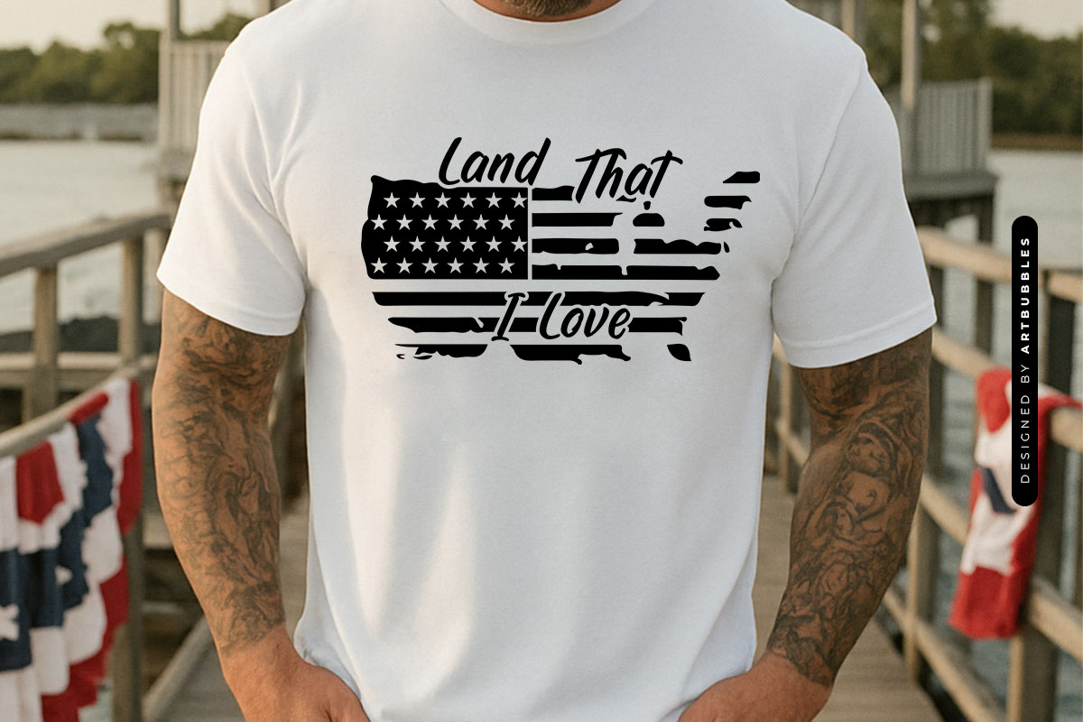 Land that I Love - Cute Fourth of July SVG T-shirt Mockup Image.jpg
