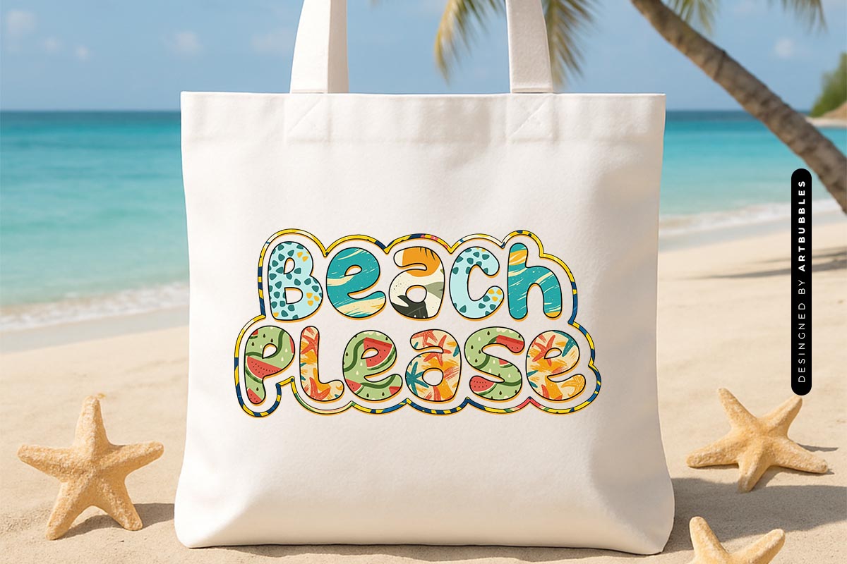 Beach Please - Summer PNG Sublimation Tote Bag Mockup Image.jpg