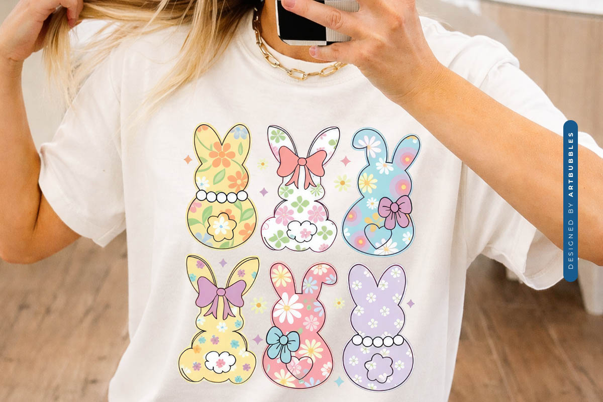 Floral Bunny Coquette Easter PNG Sublimation Image.jpg