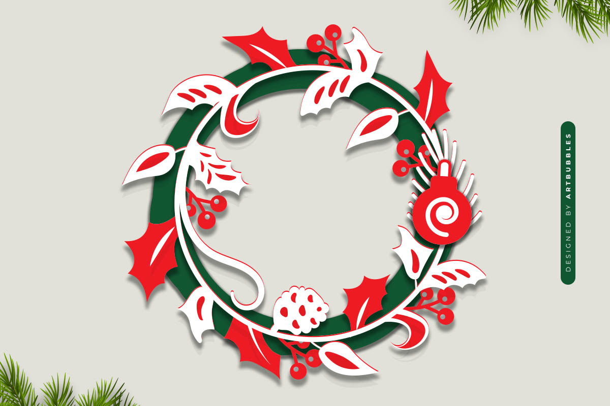 Laser Cut Christmas Layered Wreath SVG Design Image 2.jpg