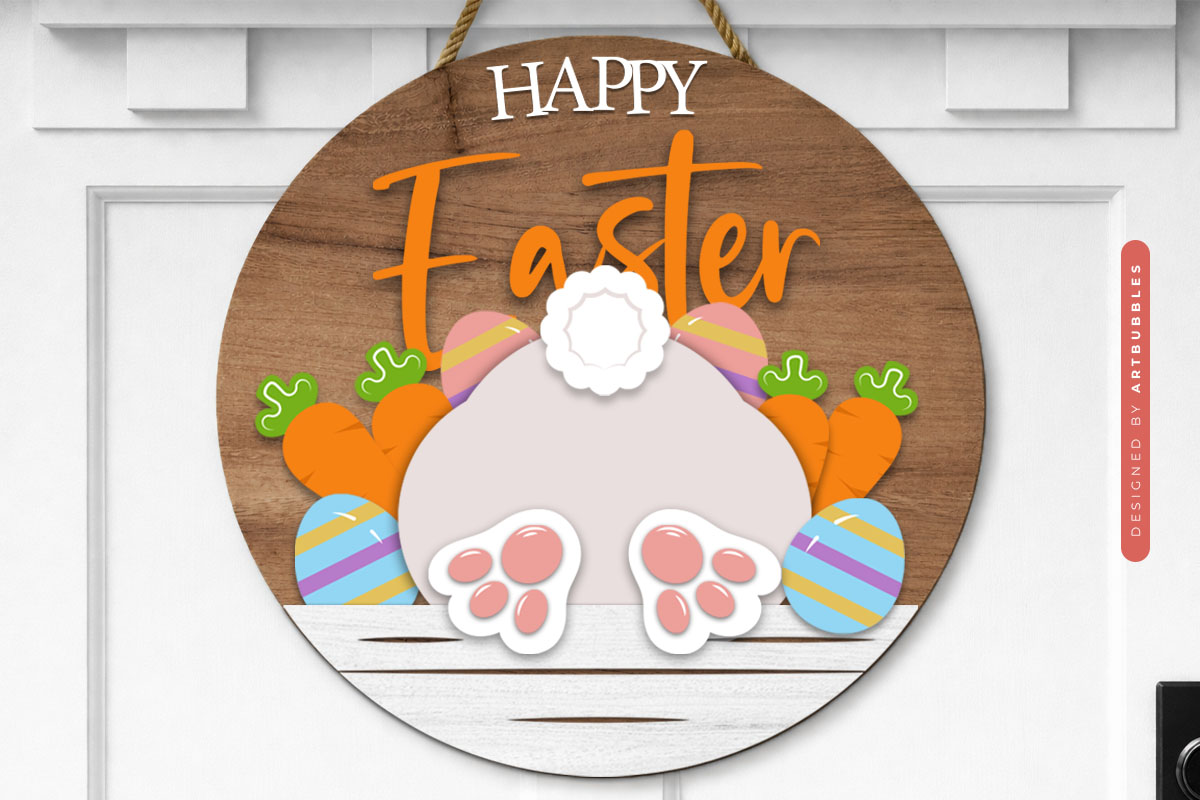 Laser Cut Happy Easter Door Hanger SVG