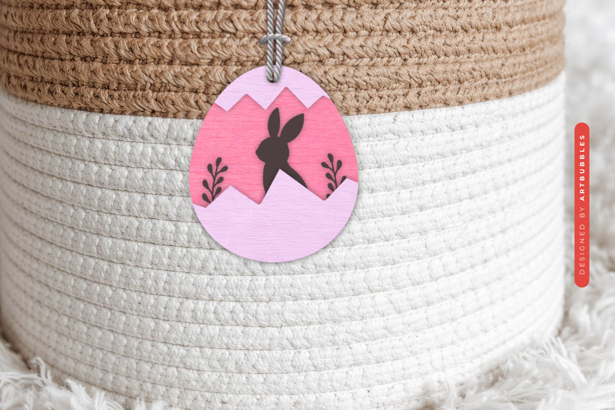 Easter Bunny Basket Tag SVG Vector