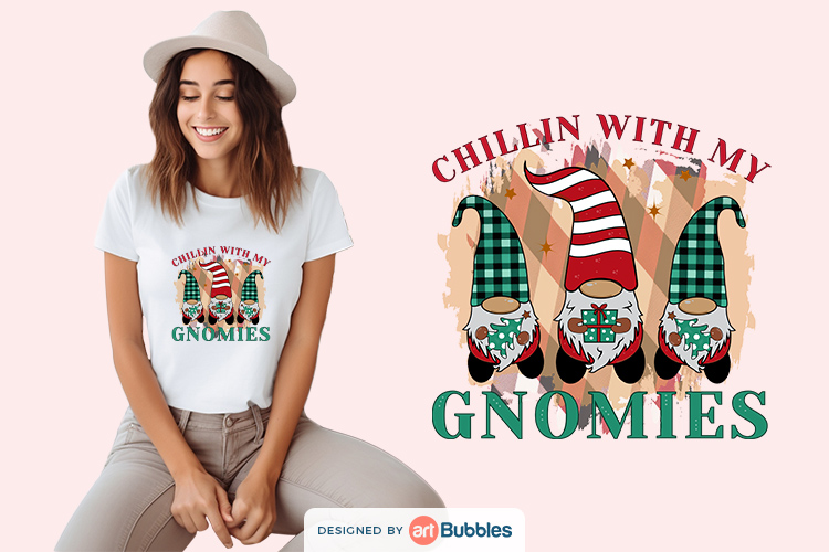 Chillin with My Gnomies PNG, Gnome Sayings for Christmas