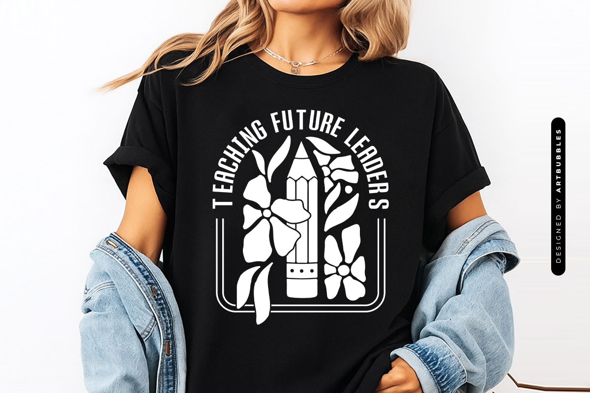 Teaching Future Leaders - Floral Teacher Vinyl SVG Shirt Mockup image.jpg