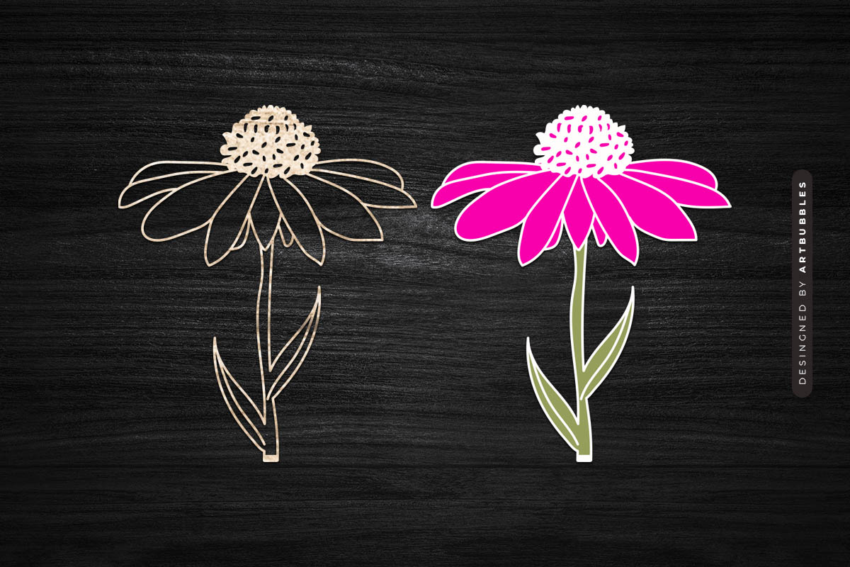 Echinacea Laser Cut Wildflower SVG