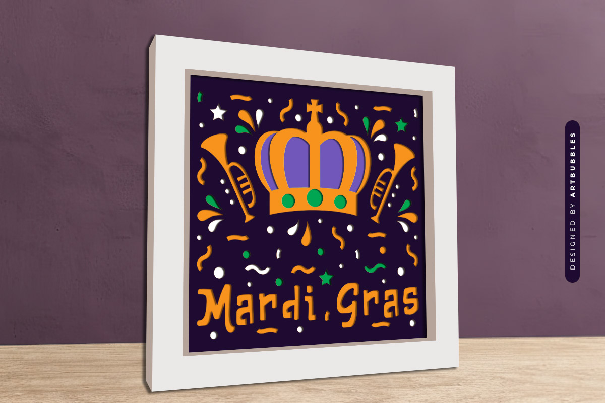 Mardi Gras Shadow Box SVG Cut File