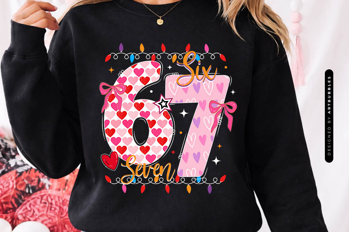 Valentine 67 Six Seven Sublimation Bundle PNG Black Sweatshirt Mockup Image.jpg