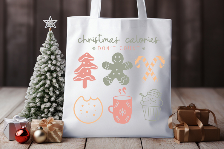 Boho Christmas Calories Don't Count SVG Design Tote Bag Mockup Image.jpg