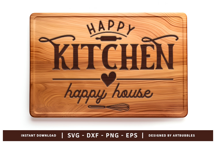 Happy Kitchen Cutting Board SVG Design Image.jpg