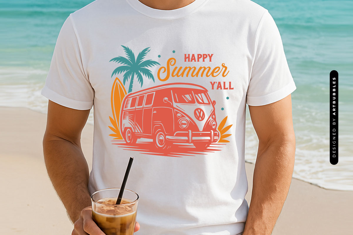 Happy Summer Y'all SVG Cut File Shirt Mockup Image.jpg