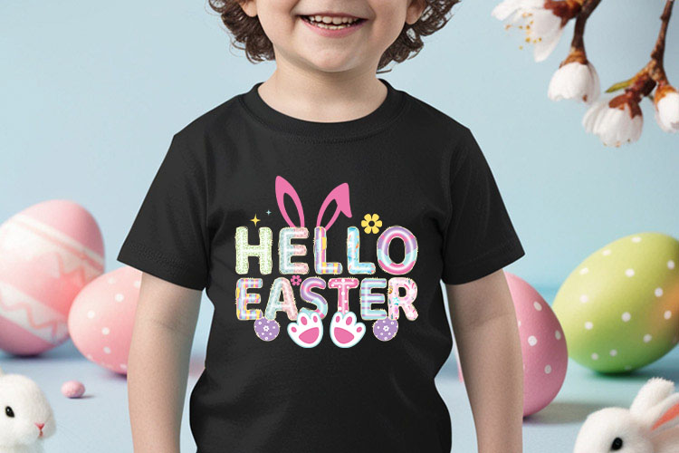 Hello Easter Sublimation Print PNG Tshirt Mockup Image.jpg