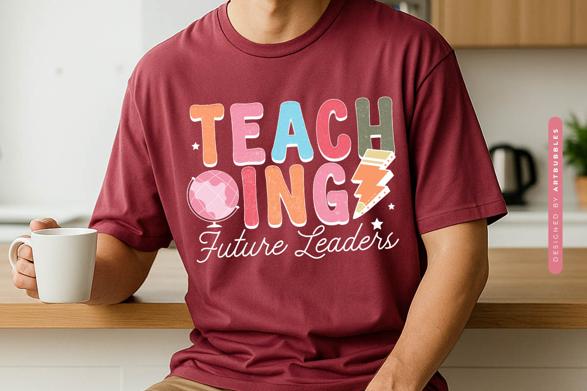 Teaching Future Leaders - Retro Teacher Sublimation T-shirt Mockup Image.jpg