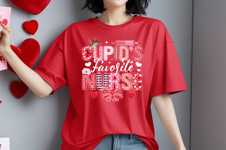 Cupid's Favorite Nurse - Coquette Valentine's Sublimation Shirt Mockup Image.jpg