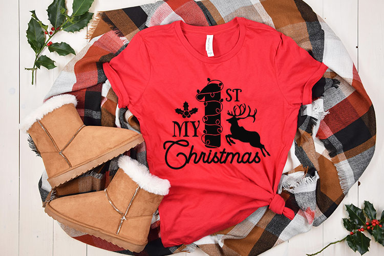 My 1st Christmas SVG Cut File Tshirt Mockup Image.jpg