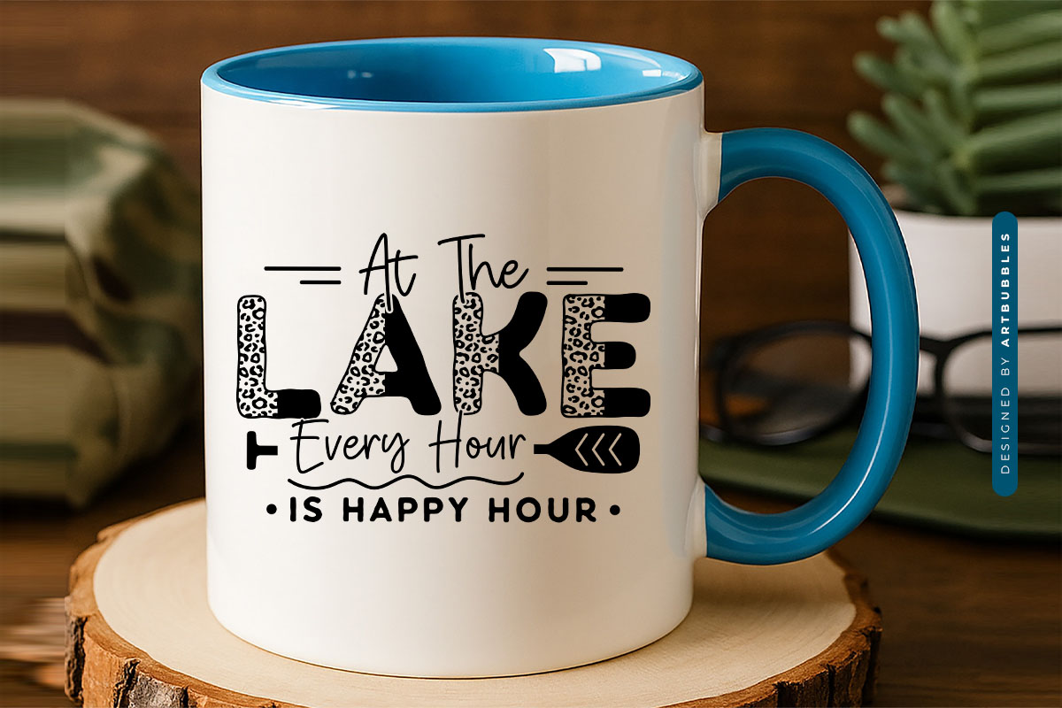 At the Lake Every Hour is Happy Hour SVG Mug Mockup Image.jpg