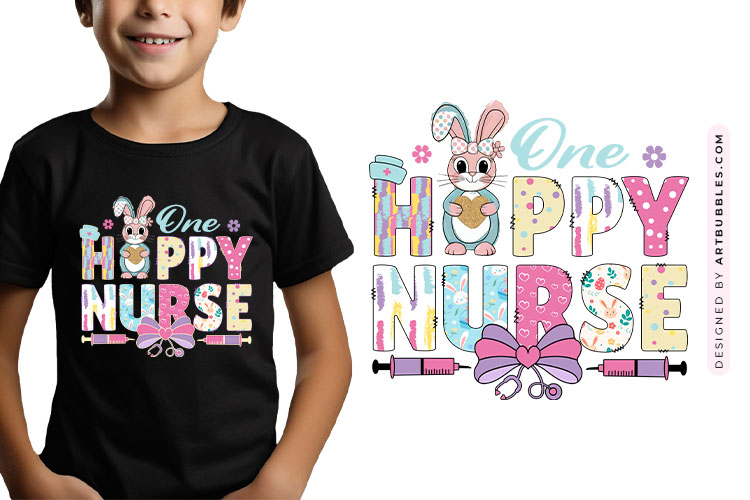 One Hoppy Nurse - Coquette Easter PNG Design
