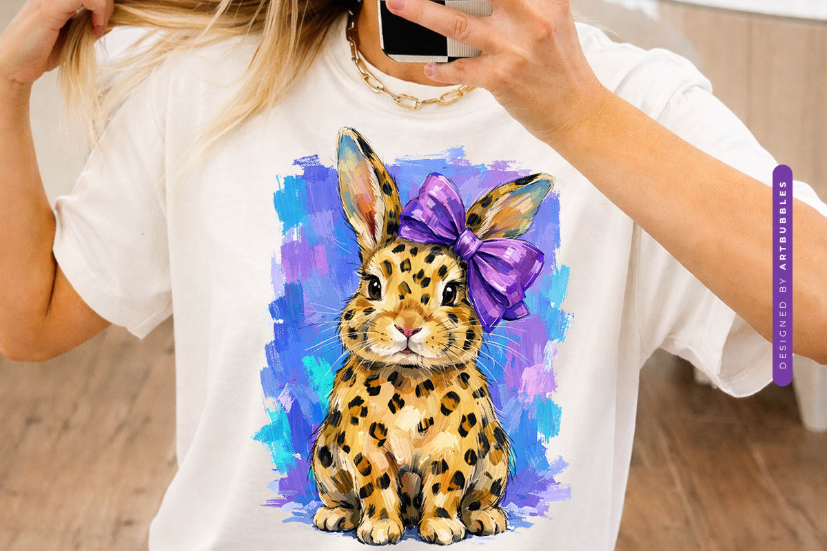 Painted Leopard Easter Bunny PNG Design Image.jpg
