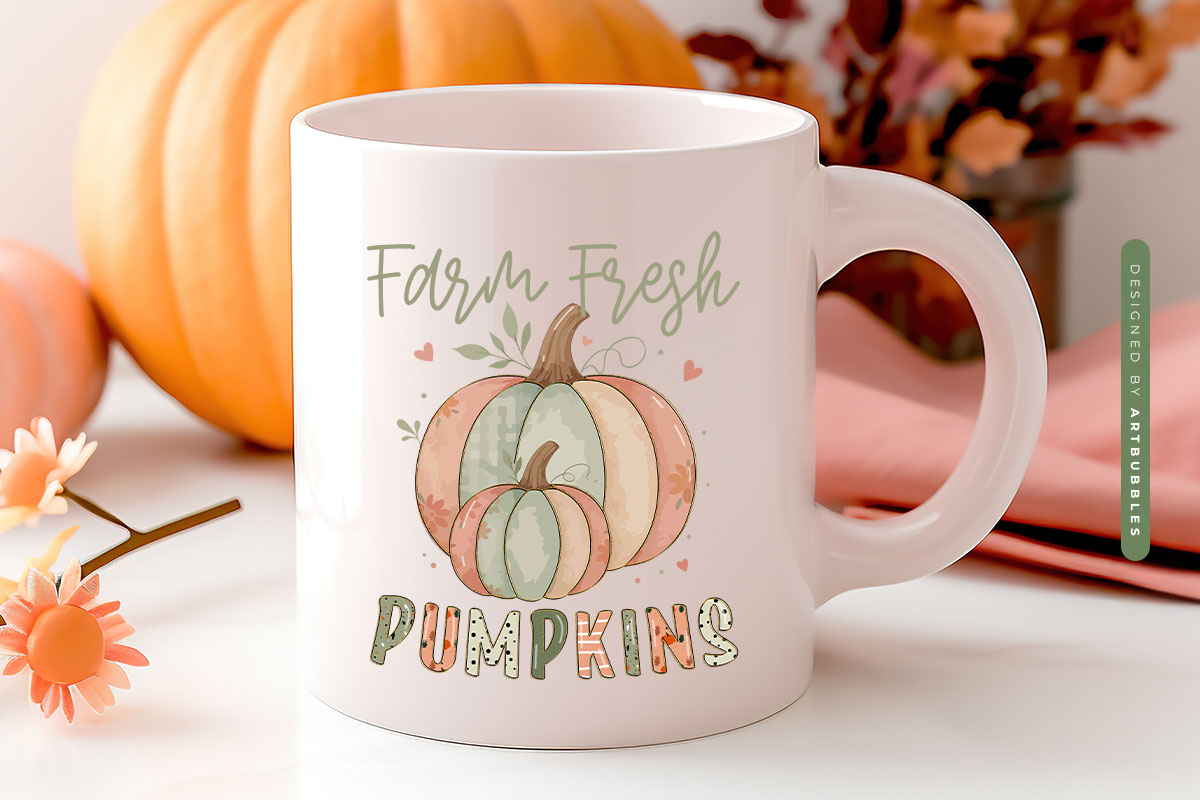 Farm Fresh Pumpkins - Preppy Fall Sublimation PNG Mug Mockup Image.jpg