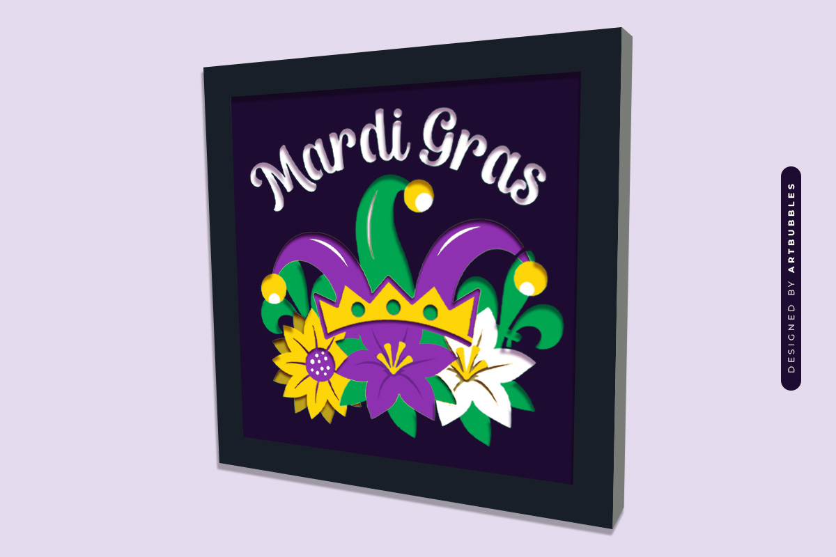 Floral Mardi Gras Shadow Box SVG Design Image 2.jpg