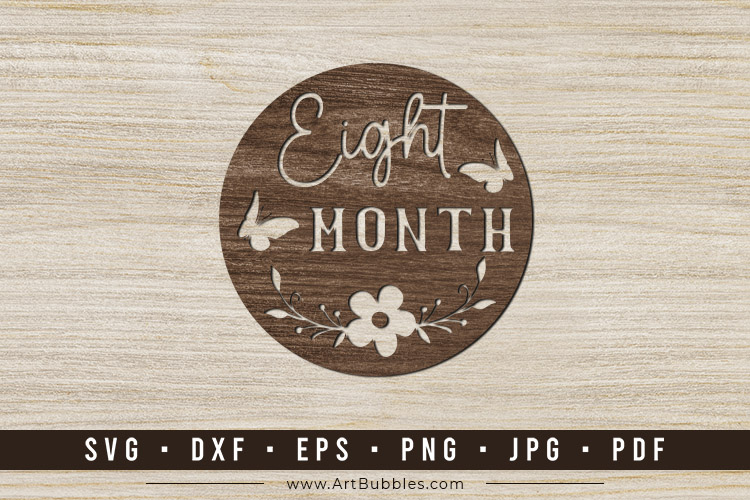 Eight Month Baby Milestone Cards SVG Paper Cut