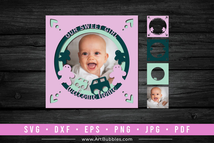 Our Sweet Girl, 3D Layered Photo Frame Papercut