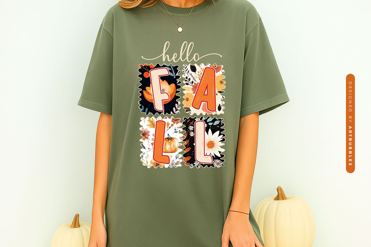 Preppy Floral Hello Fall Sublimation Design Shirt Mockup Image.jpg