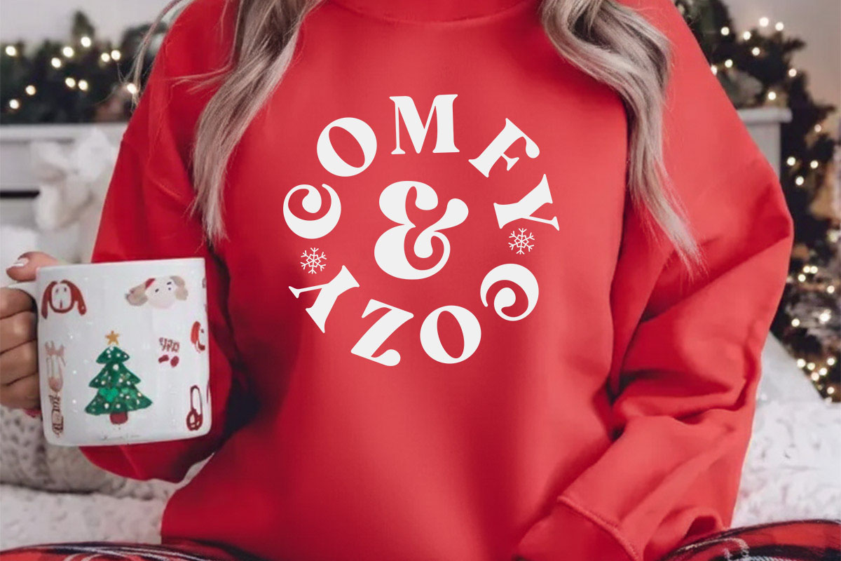 Comfy & Cozy - Winter SVG Cut File Creckneck Shirt Mockup image.jpg