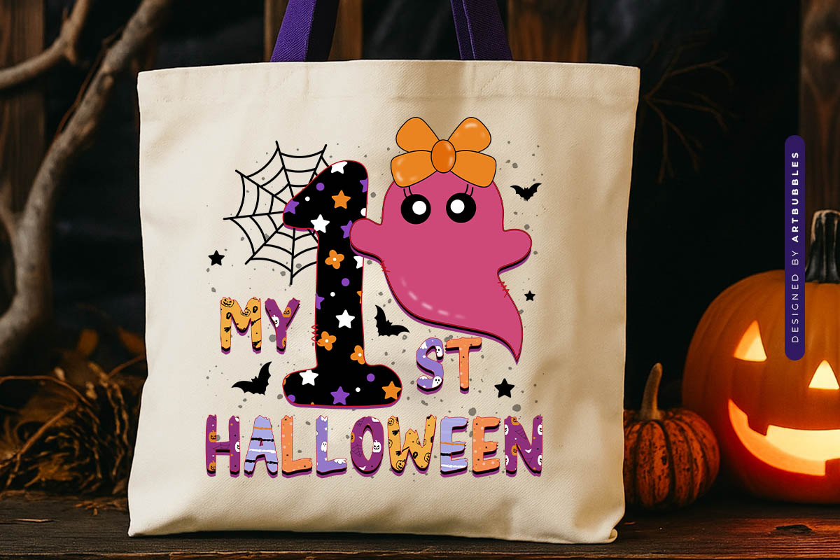 My 1st Halloween Coquette Sublimation Design Tote Bag Mockup Image.jpg