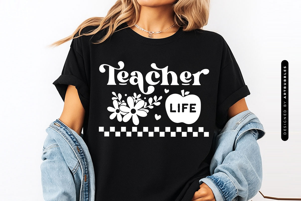 Floral Teacher Life Layered SVG Shirt Mockup Image.jpg