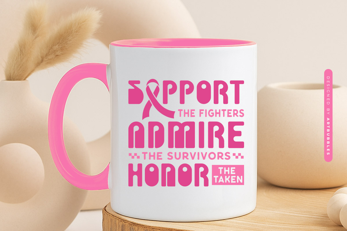 Support the Fighters - Retro Breast Cancer SVG File Mug Mockup Image.jpg