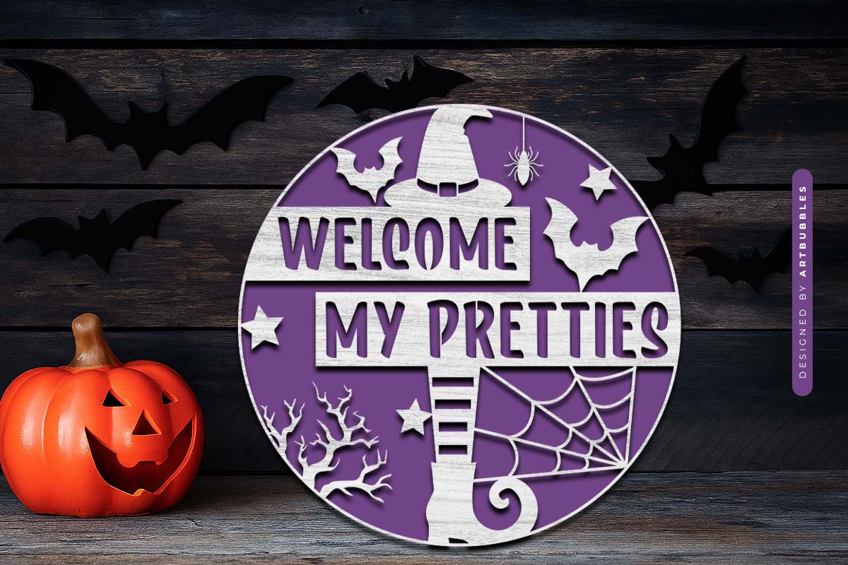 Welcome My Pretties - Halloween Door Sign SVG Image 2.jpg