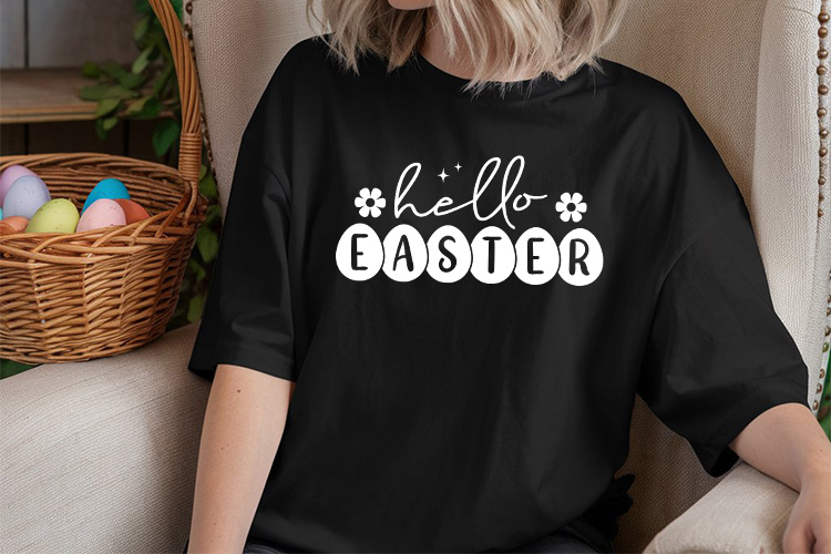 Hello Easter SVG for Cricut and Silhuette Tshirt Mockup Image.jpg