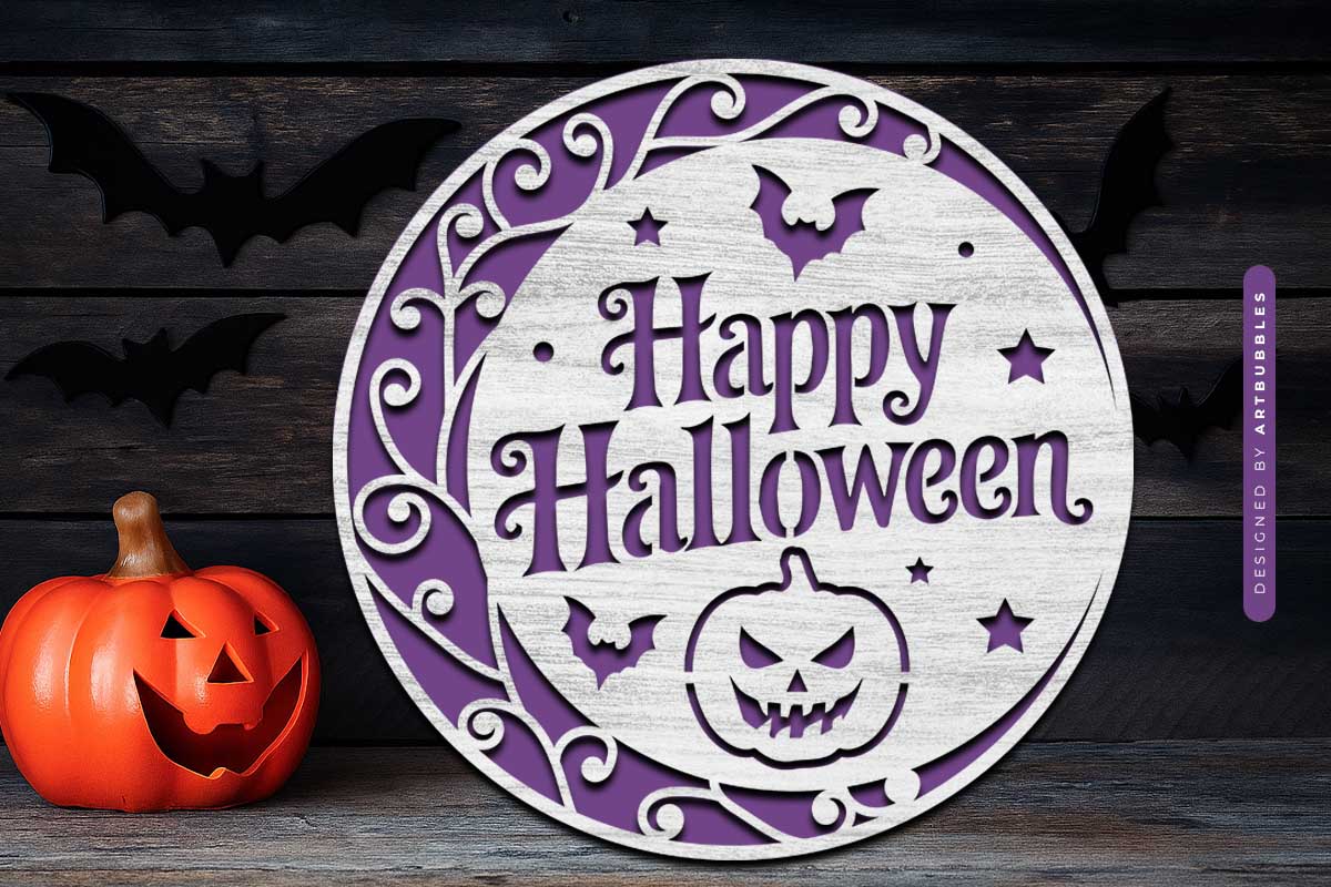 Happy Halloween Door Hanger SVG Laser Cut File Image 2.jpg