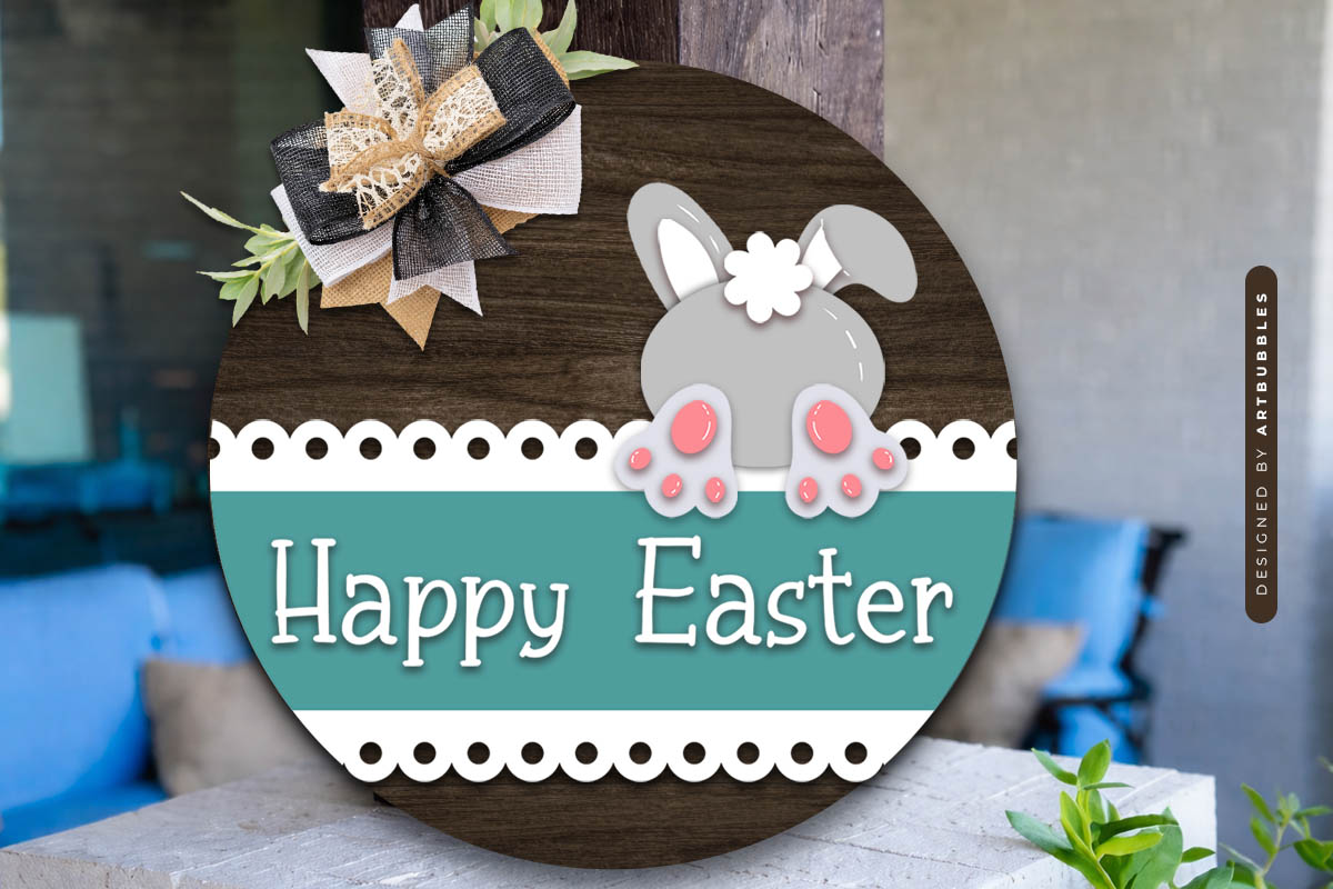 Happy Easter Bunny Door Hanger SVG File