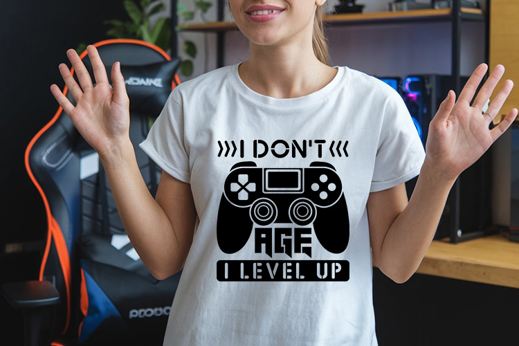 I Don't Age I Level Up - Cricut Gaming SVG Shirt Mockup Image.jpg