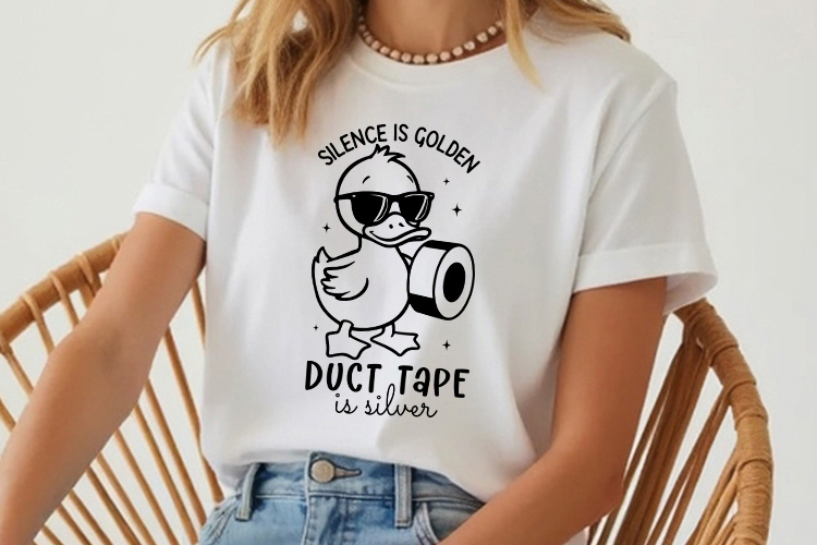 Silence is Golden Duct Tape is Silver - Funny Duck SVG Tshirt Mockup Image.jpg