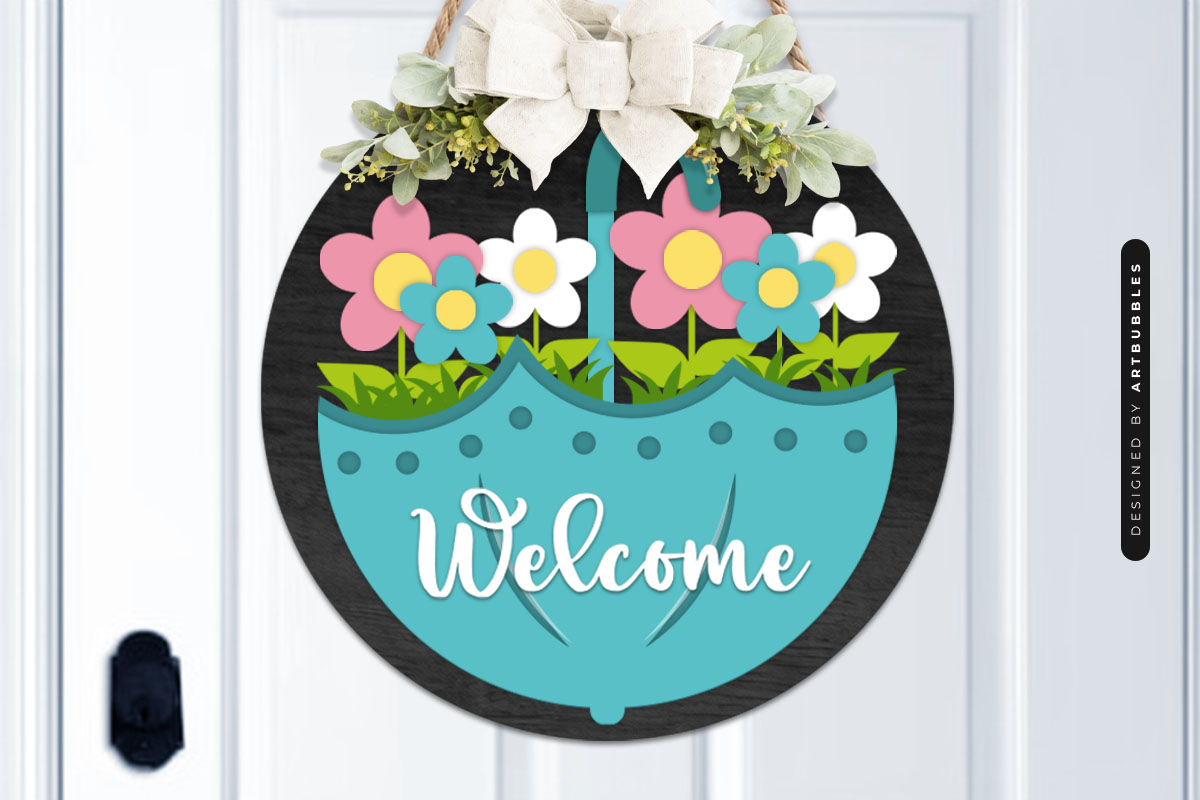 Floral Umbrella Welcome Door Sign SVG Image 2.jpg