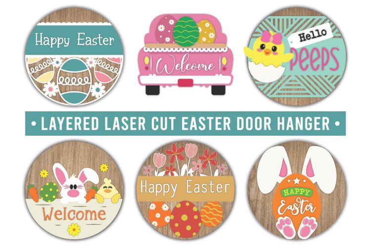 Laser Cut Easter Door Sign SVG Bundle