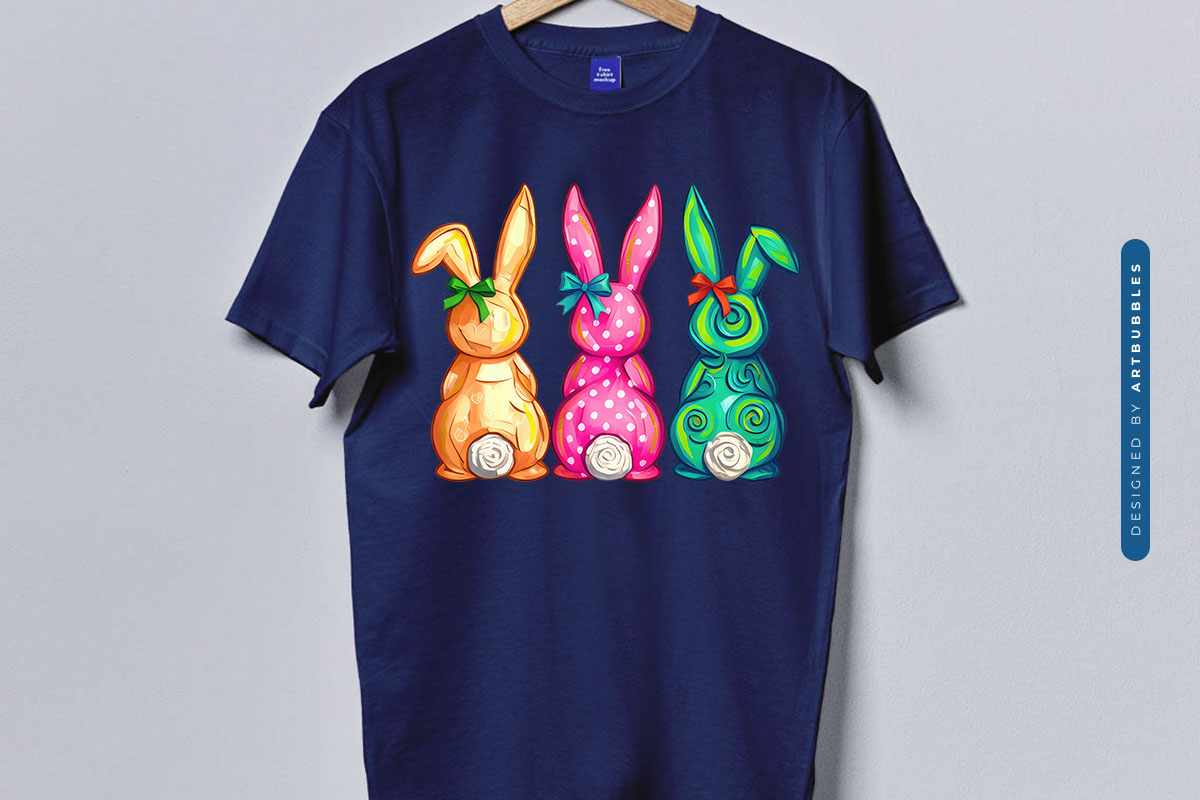 Easter Bunny PNG Sublimation Transfer Bundle T-shirt Mockup Image 2.jpg