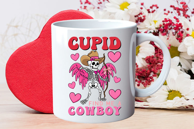 Coquette Valentine Sublimation Png - Cupid Find Me A Cowboy Mug Mockup Image.jpg
