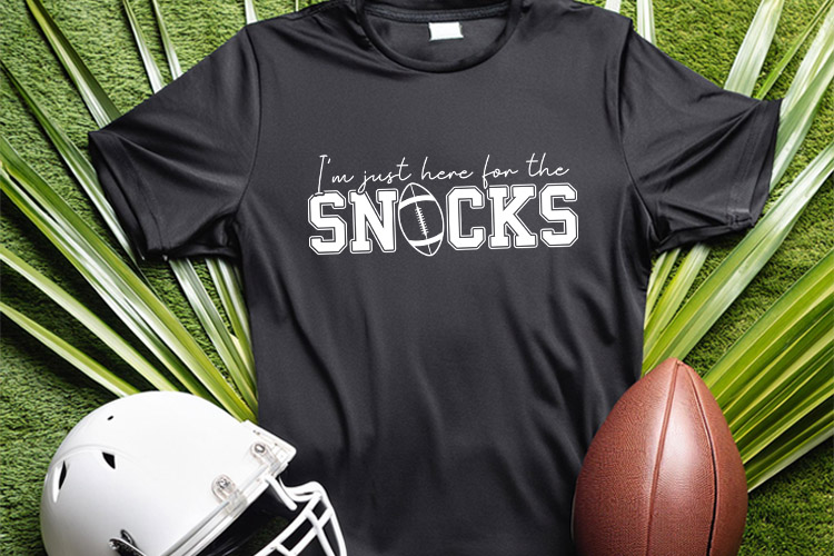 I'm Just Here for the Snacks - Football Quote SVG Shirt Mockup Image.jpg