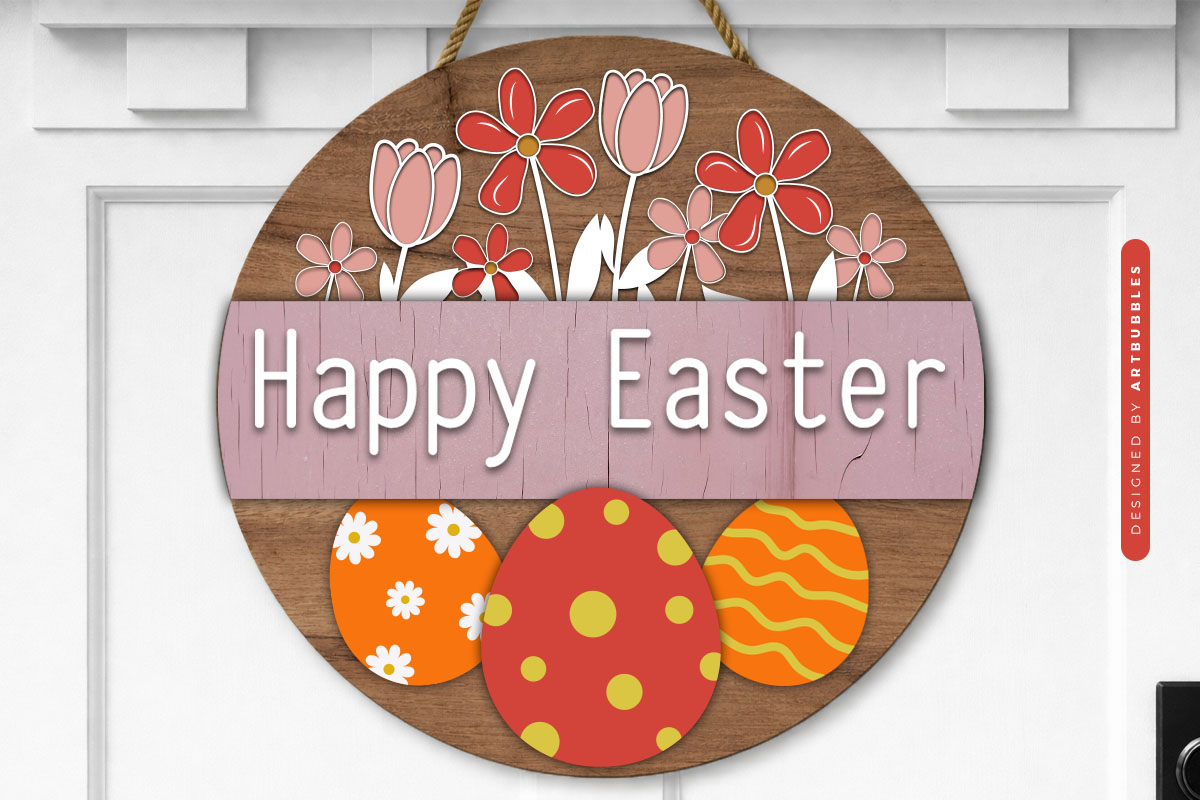 Floral Happy Easter Egg Door Hanger SVG Image.jpg