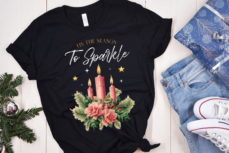 Tis the Season to Sparkle - Pink Christmas Sublimation Shirt Mockup Image.jpg