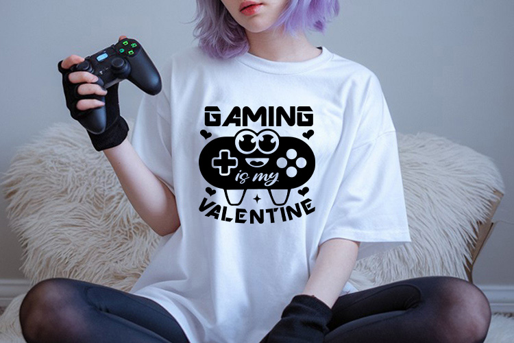Gaming is My Valentine SVG for Cricut Tshirt Mockup Image.jpg