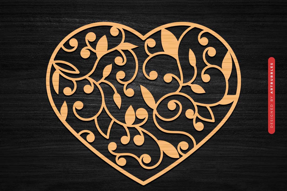 Valentine's Day Swirl Heart SVG Laser Cut