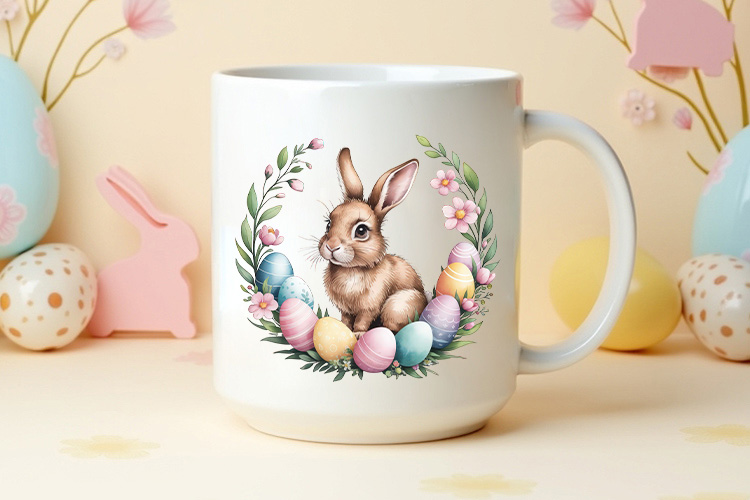 Printable Easter Bunny Wreath Clipart Design Mug Mockup Image.jpg