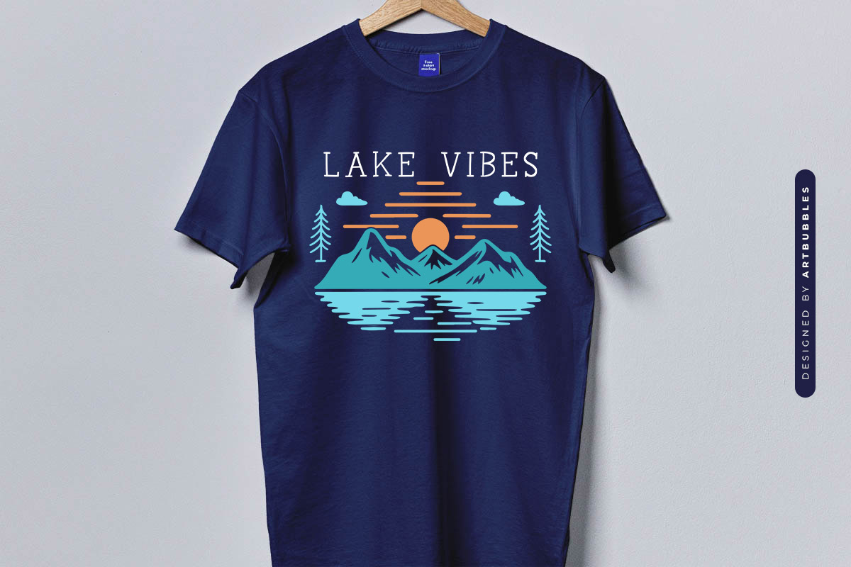 Lake Vibes SVG File Blue Shirt Mockup Image.jpg