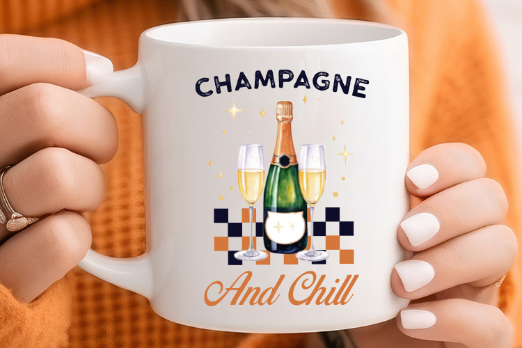 Champagne and Chill - New Year Sublimation PNG Mug Mockup Image.jpg