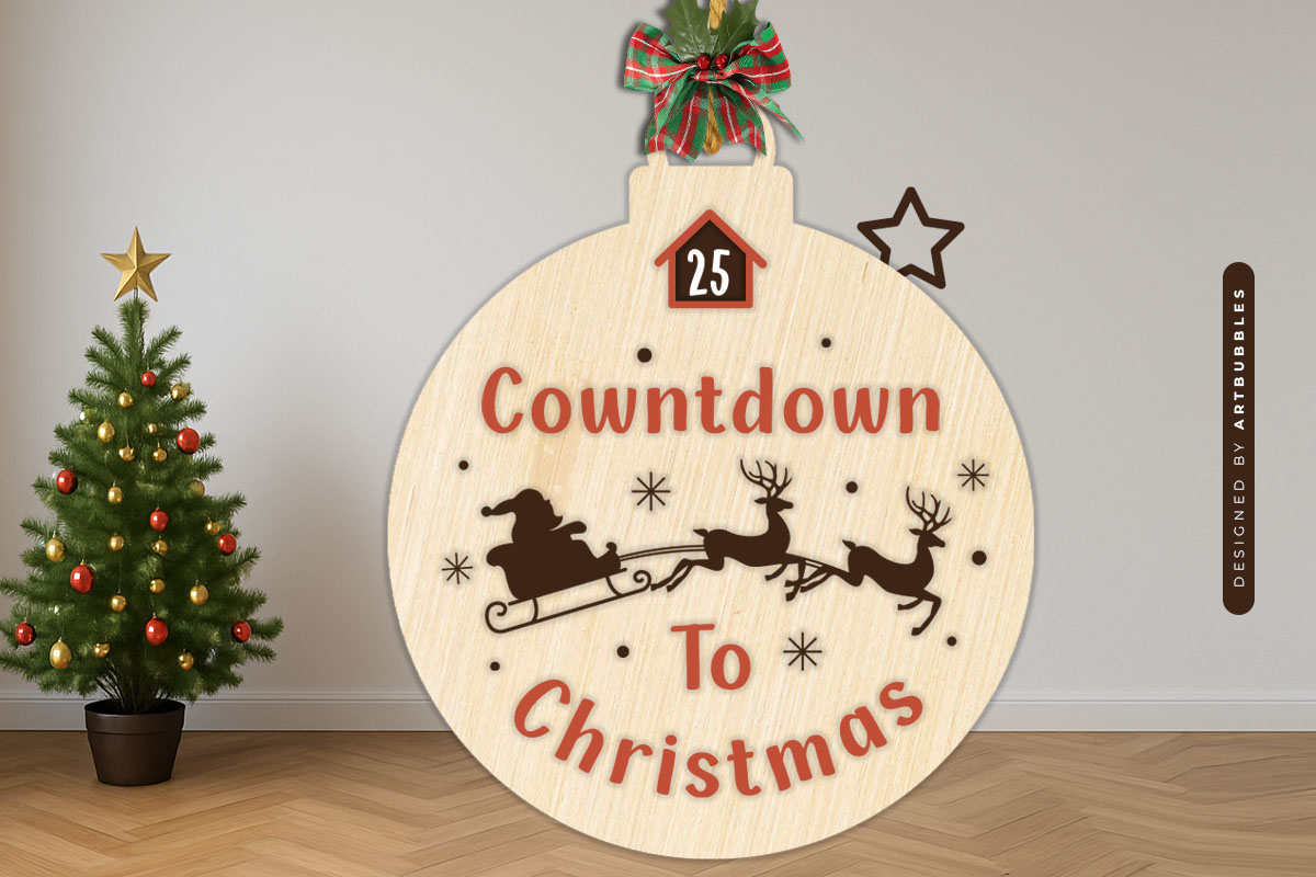Santa Sleigh Countdown To Christmas SVG