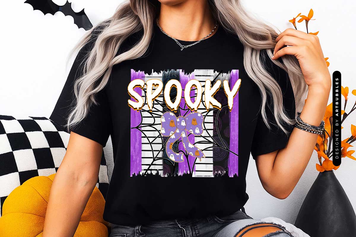 Spooky Halloween Coquette Bow Sublimation T-shirt Mockup image.jpg